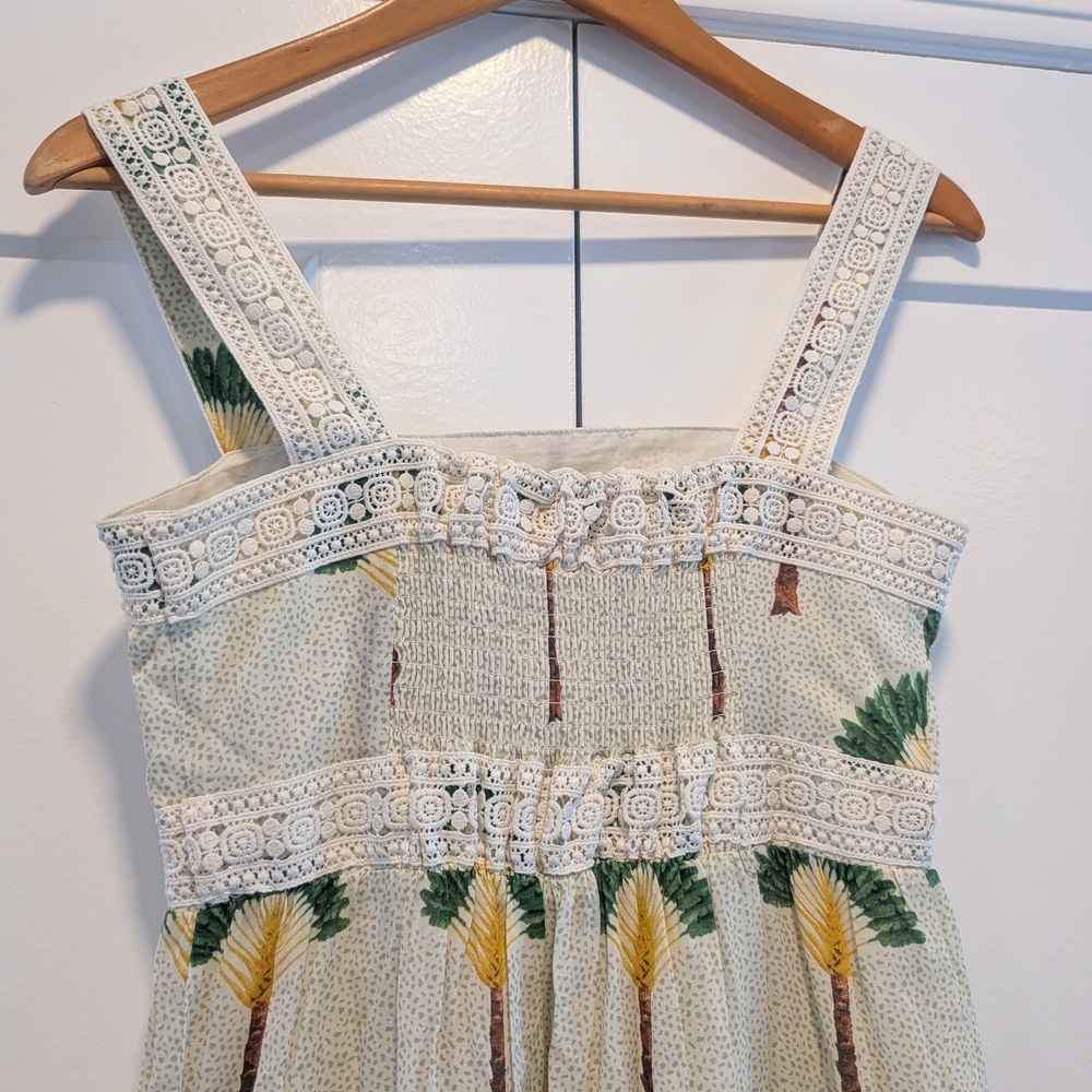 CALYPSO St. Barth Palm Tree Tiered Maxi Dress With Lace Trim Size XS - Picture 7 of 12